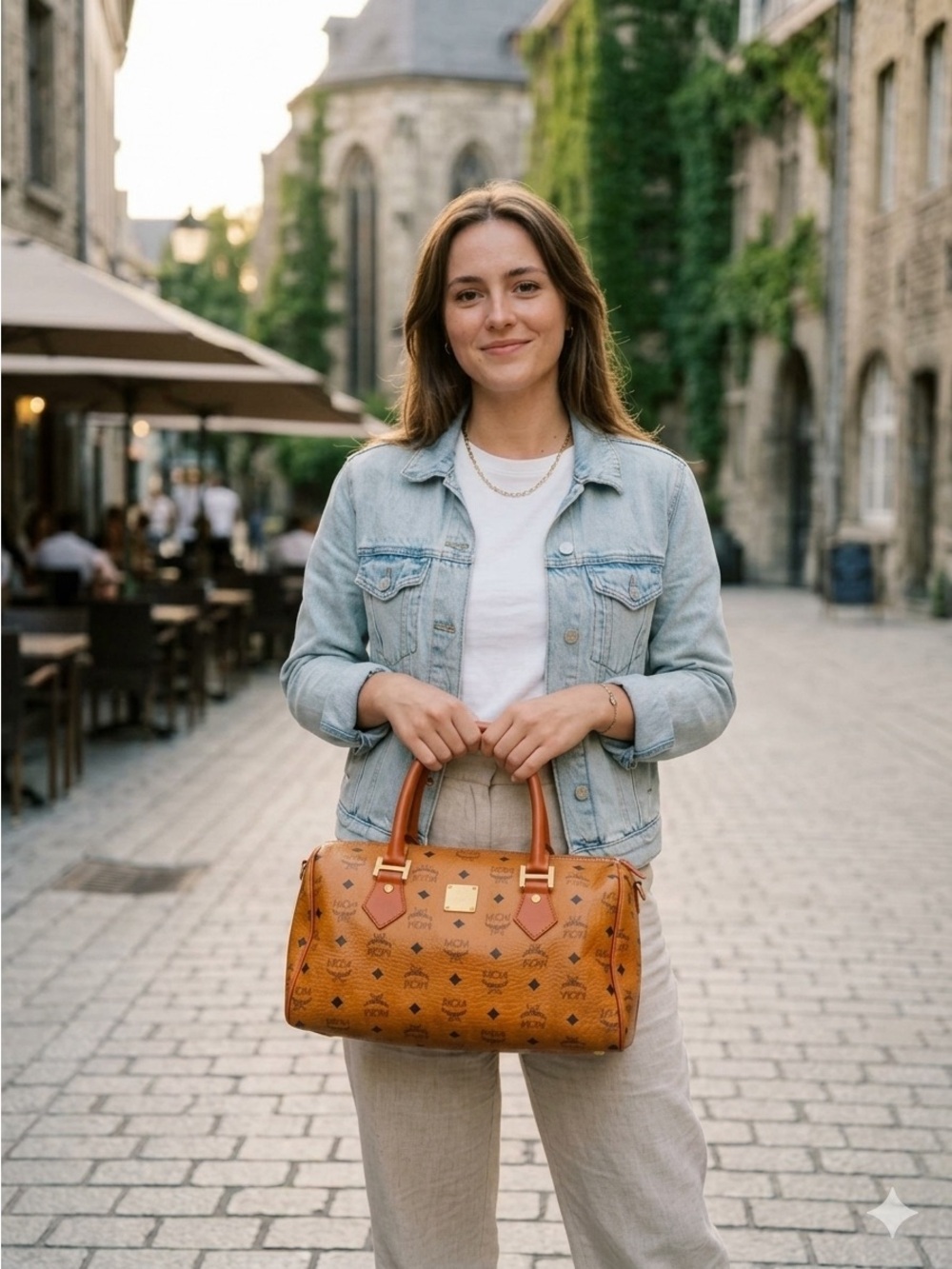 MCM Visetos Cognac Boston/COA) included / vintage